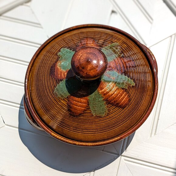 Vintage JK DRYDEN ORIGINAL Signed Drip Glazed Lidded Casserole Pottery - Picture 1 of 9